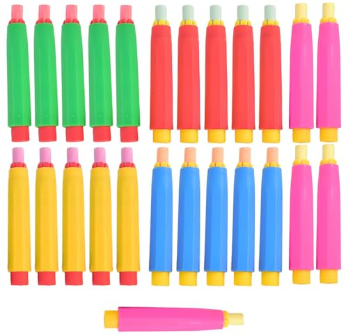 DIFLAX 25 Stück Kreidehalter, Verstellbarer Kreide Holder, Bunte Chalk Holders, Kunststoff, 9x1.8x1.8cm, für Lehrer, Kinder, Schule, Büro, Zuhause