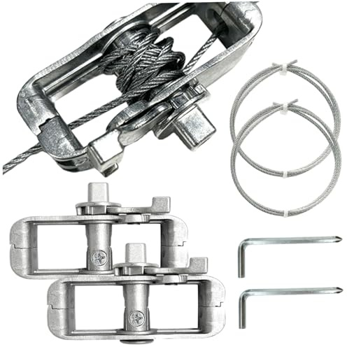 2 Set Kit Hardware per Tenda a Vela, Hardware per Tenda a Vela Antiruggine con tenditore, Fune Metallica e Chiave Esagonale, Kit Fune Metallica Facile da Installare per Piante, Stringa Luminosa, Sto
