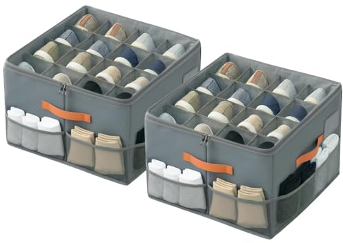 Omtofo 2 Piezas Organizador de Zapatos, Cajas Plegables Apta para 16-32 Pares, Asas, Ahorra Espacio Cajas para Zapatos, con Tapa Transparente, para Armario Entrada Dormitorio