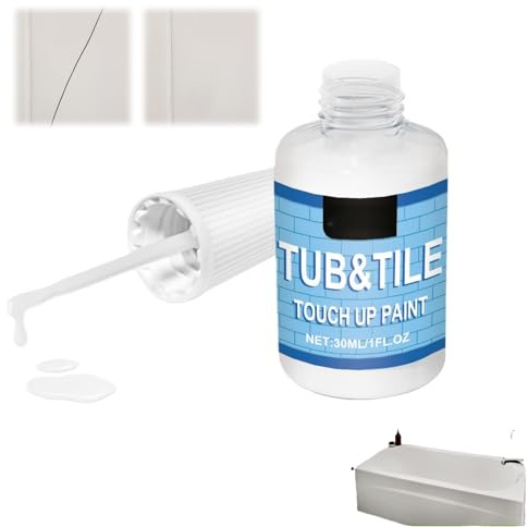 XIAGER 30ml Bathtub and Tile Paint,High-Gloss White Tile Paint,White Enamel Touch Up Pa/int,Bath T/ile Repair Kit,Strong Coverage Wh/ite Touch-Up Kit,Ceramic T/ile Repair K/it for Scratches & Cracks