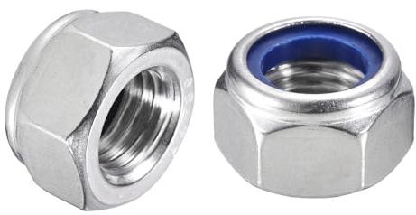 QUARKZMAN 50 Stück M20 x 2.5 Nylon-Einsatz-Hexagon-Sicherungsmuttern 316 Edelstahl Selbstsichernde Nylon-Einsatz-Stopmuttern Für Industrie-Bau-Befestigungselemente Silber&Blau