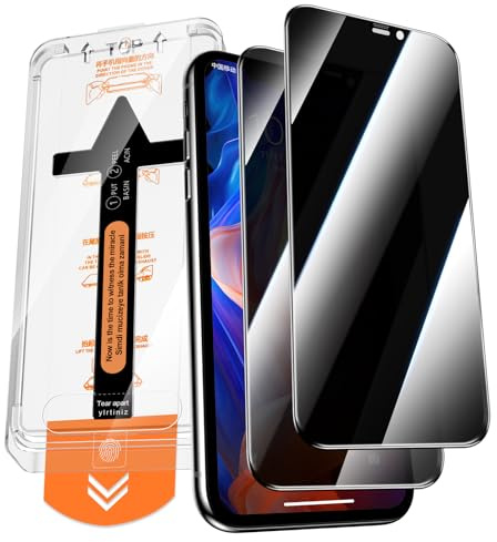 QUESPLE 2 Stück Panzerglas Sichtschutz für iPhone 11 Pro/XS/X, [Auto-Installation] Anti-Spähen Full Screen Privatsphäre Schutzfolie, Frei von Kratzern, 9H Härte Gehärtetem Glas Displayschutzfolie