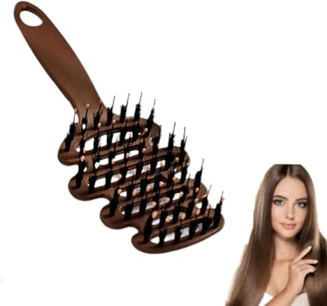 Spazzola per capelli volumizzante con setole di cinghiale, spazzola per cotonatura per capelli bagnati e asciutti, spazzola lisciante, riduce l'effetto crespo e l'elettricità statica (1 pezzo)