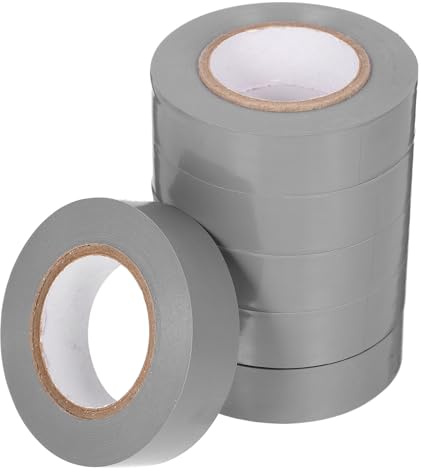 KAJNBN Juego de Cinta Aislante Eléctrica Pvc Gris 18 Mm X 20 M, 6 Rollos Resistentes al Agua para Cableado Interior y Exterior, Protección y Aislamiento de Cables Eléctricos y