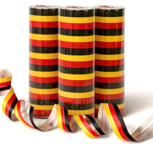 3 Rollen Luftschlangen Deutschland – Schwarz Rot Gold – Deko für Fußball 2026 & Fanartikel – Partydekoration für Public Viewing, Gartenparty & Fußball-Events