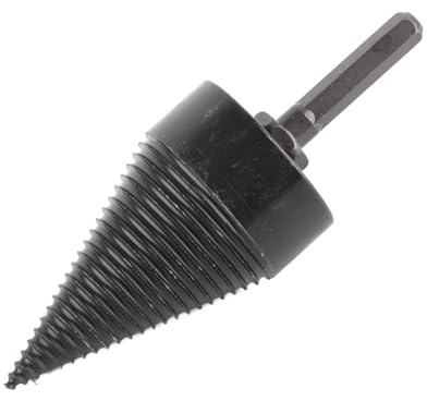 Phefop Bit for Wood Carbon Steel Shank Wood Splitter Splitting Tool Hex Shank Drill Bit Heavy Duty Working Tools Cone Screw Drill Firewood Kindling Maker Chopper (50mm)