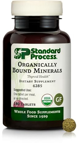 Standard Process Organically Bound Minerals - Supports Thyroid Function & Nervous System Health - Contains Iodine from Alfalfa & Kelp - Gluten-Free, Non-Dairy & USDA Organic - 180 Tablets