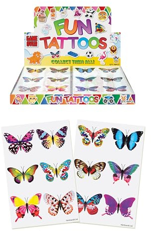 Henbrandt temporäre Tattoo 's – Schmetterling 12 x 1 pack = 12 Mehrfarbig