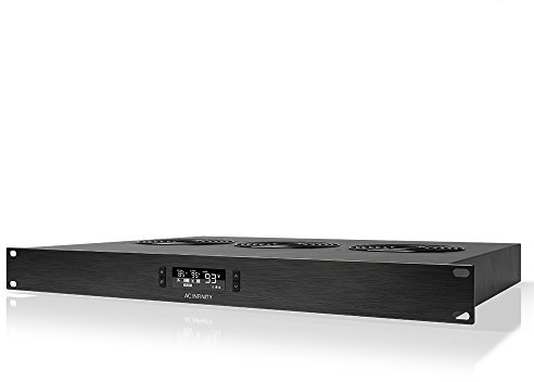 AC Infinity CLOUDPLATE T2, Rack Mount Fan 1U, Top Exhaust Airflow | LCD Temperature and Speed Controller, Premium Aluminum Finish, Designed for Cooling AV, Home Theater, Network 19” Racks