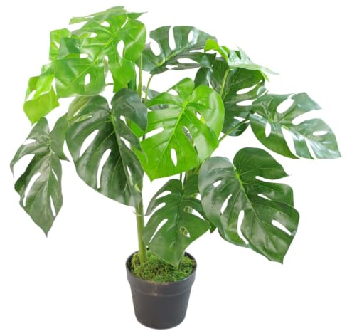Leaf Künstliche Pflanze mit Blättern, Schwarz, 80 cm Monstera, 80cm LEAF-7151