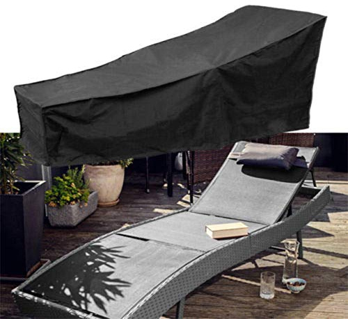 housse chaise longue jardin - Étanche housse pour transat de jardin avec matériau 210D durable, bache salon de jardin Housse de bain de soleil – (taille 208 cm L x 76 cm W x 78 cm H) … (Noir)