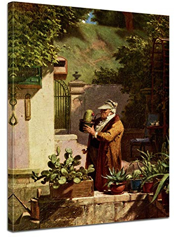 Bilderdepot24 Bild auf Leinwand | Carl Spitzweg Der Kaktusfreund in 30x40 cm als Wandbild | Wand-deko Dekoration Wohnung alte Meister | NEU-180202-30x40-dkf