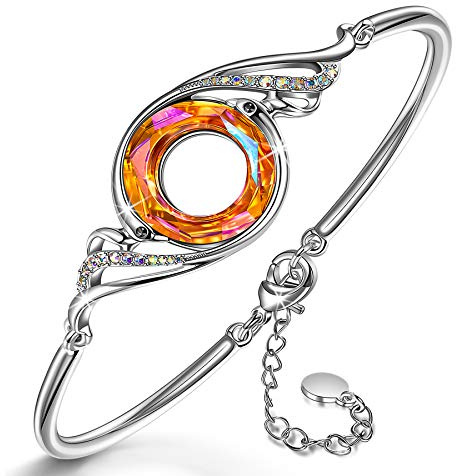Kate Lynn Phoenix Bracelet - Clear, Modern, Snake Chain, 7+2 inches, Rhodium, Fashion Jewelry for Women - Mother's Day, Birthday, Anniversary, Christmas