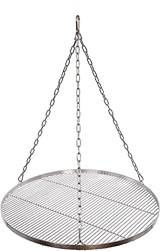 Grillrost Ø 55 cm mit Kette Edelstahl Grillstabdicke Stababstand für Schwenkgrill BBQ Dreibein (Ø 55 cm/6 mm/14 mm)
