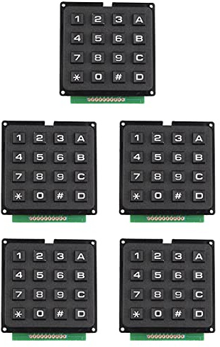 Jopto 5 Stücke 4x4 Matrix Keypad Tastatur 4 x 4 Matrix Array 16 Switch Tastatur Modul 16 Key MCU Membran Switch Keypad Kompatibel mit Arduino und Raspberry Pi