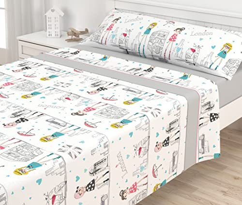 Victorio & Lucchino Juego de Sábanas Infantiles Algodón/Poliéster Modelo Londres (Cama 90 cm)