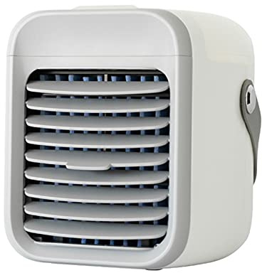 Enfriador Aire Portátil, Aire Acondicionado Personal, Batería 2000 MAh, con 3 Velocidades, Enfriador Evaporativo Y Purificador 3 En 1, para Hogar Y Oficina, Viajes (White)