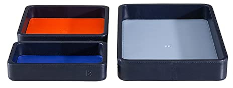DuDu 3-teiliges Leder-Taschenleerer-Set, Aufbewahrungstablett für zu Hause, auf dem Schreibtisch oder im Büro, als Schlüsselhalter, für Münzen, fürs Handy Navy