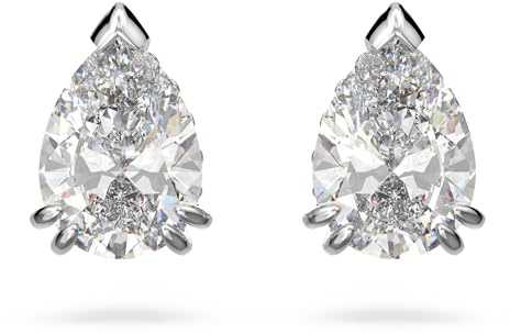 Swarovski Clous d'oreilles Millenia, Taille poire, Blanches, Métal rhodié