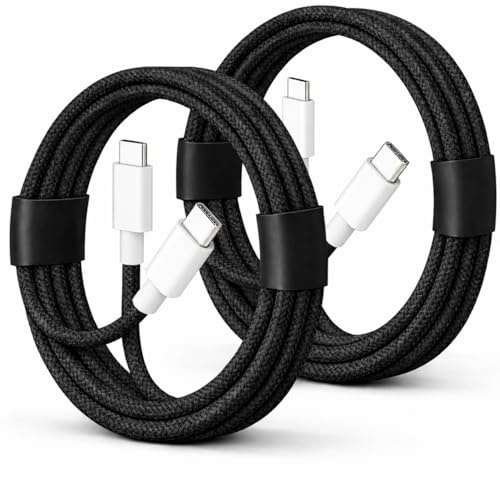 2 Pack 60W USB-C to C Fast Charging Charger Cable For iPhone 17e 17 Pro Max | For iPhone 17 Pro 17 Pro Max 17 Air 16 Pro Max 16 Plus 15 15 Pro Max iPad Air iPad Pro 1M Braided Cable Lead Wire USB-IF MFi