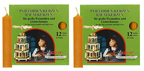 OLShop AG Knox Pyramidenkerzen Natur, 2er Pack (2 x 12 Stück), Größe: ca. 17 x 100 mm Weihnachtskerzen