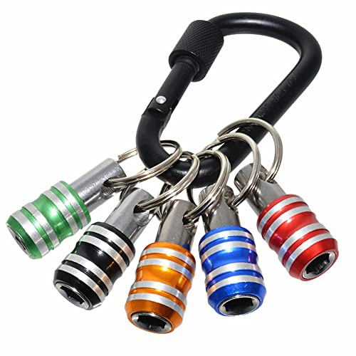 Fongmore 5Pcs Attacco Gambo Esagonale per Cacciavite Set di Punte con Portachiavi Barra di Estensione Portatile Porta Punte Portatile Adattatore per Viti a Cambio Rapido con Gancio