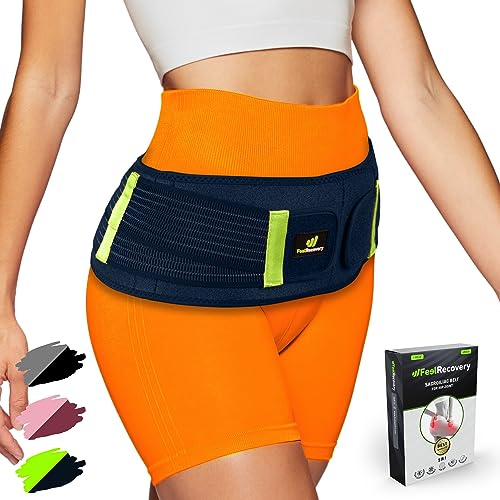 Ceinture Hanche Sacro-iliaque SI Femme et Homme - Ceinture Lombaire pour Soulager Douleur Sciatique, Pelvienne, Hernie Discale, au Dos, Jambes & Grossesse - Néoprène, Ajustable et Respirant