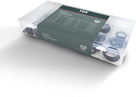 TOX O-Ring-Sortiment aus Gummi, Dichtungsringe in 18 Größen und transparenter Transportbox, ⌀ 3-22 mm, Schnurstärke 1-4 mm, 225-tlg., 09490209