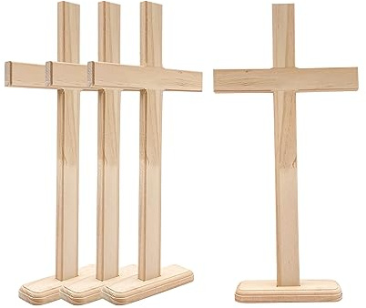 40 cm 4-pack träkors oavslutade träkors omålade bordskors för hantverk