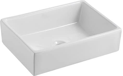 Waschbecken 20-Zoll-Aufsatzwaschbecken for Badezimmer, moderne rechteckige Badezimmerwaschbecken über der Theke, weißes Keramik-Porzellanbecken, Gästetoilette, großes Badezimmer, Waschtischunterschrän