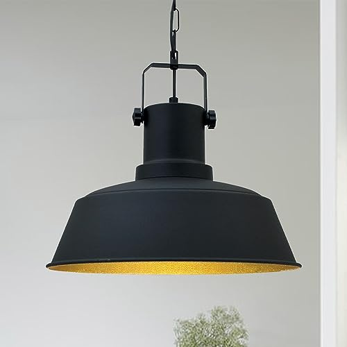 bamyum Orema Hängelampe Industrial Vintage Ø40cm Metall, Wohnzimmer Küchenlampe Hängend E27, Pendelleuchte Esstisch, Esszimmerlampe, Deckenlampe, Schwarz