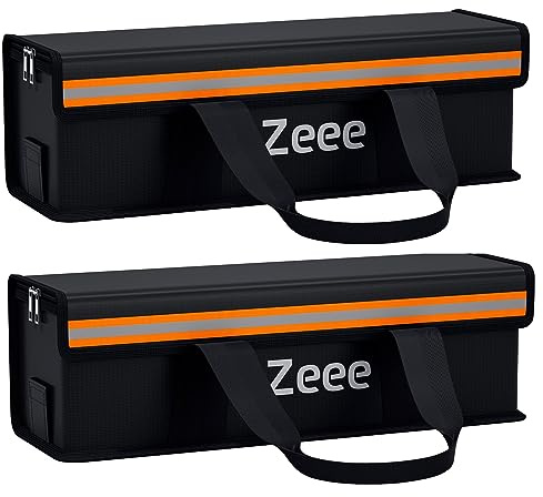 Zeee E-Bike Akku Tasche Lipo Safe Bag Feuerfeste Explosionsgeschützte(2pcs) | große Akkus, große Sicherheitsbox Einfache Aufbewahrung & Transport der Akkus (2 Stücke - 19,3 * 5,9 * 5,9 Zoll)