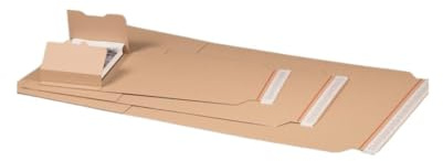 25 Stk. Universal Buchverpackung DIN A4 | 325x250x20-75mm | Wickelverpackung aus Wellpappe, Wickelkarton in braun, selbstklebend für Buchversand Warenversand Bücher versenden (25)