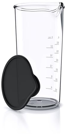 Arendo - Jarra dosificadora de plástico 600 ml y 20 onzas - Jarra dosificadora transparente - Ideal para Batidoras Eléctricas y de Mano.
