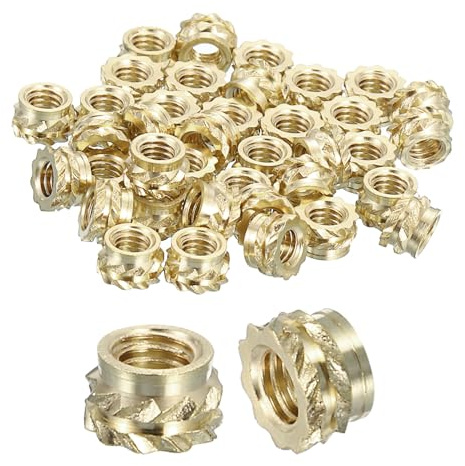 QUARKZMAN Gerändelte Einsteckmuttern, 100 Stück M3 x 3mm L x 5mm Ø 3D-Druck Messingmuttern weibliche Gewindeeinsätze Messing Heat Set Einbettungsmuttern