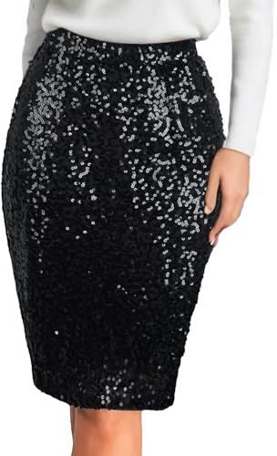 MUNAFIE Damen Glitzer Rock Pailletten Rock Sexy Party Rave Skirt Outfit Wickelrock Röcke für Damen