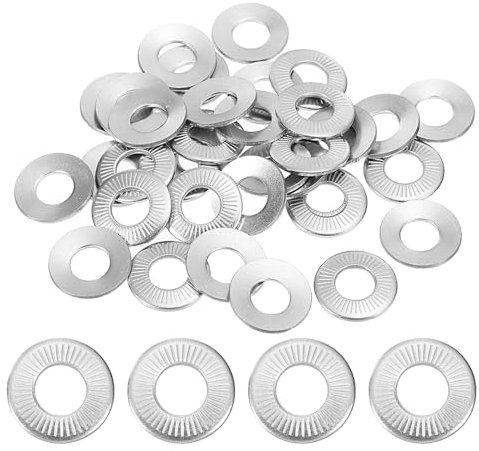 PATIKIL 304 Stainless Steel Flat Washers, 100 Pack M8x18mm Belleville Spring Disc Washer Conical Knurled Metric Gasket for Automotive Industrial Construction