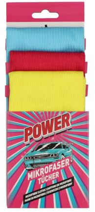 NIGRIN Power Mikrofaser-Tücher-Set 3X fusselfrei, Poliertuch, alle Oberflächen