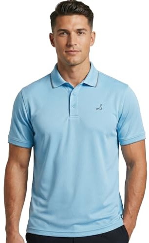 Under Par Men's Golf Polo Shirt with Stretch Breathable Fabric UV Protection Moisture Wicking Gym Workout Quick-Dry Short Sleeve Sports T-Shirt for Men Adults Running and Work