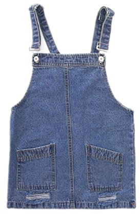 Generisch Kleider für Mädchen Sommer Stilvolle Schöne Neuer Mädchen-Cowboy-Trägerrock 2024 Frühjahr/Sommer, modisches Trägerkleid, Baby-Langrock-Gesamtkleid Mädchen Kleider Hochzeit (Blue, 6-7 Years)