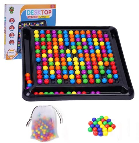 Intellektuelles Schachbrett Doppelduell,168 Stück Brettspiel Kugeln,Elimination Brettspiel,Intellectual Chessboard,Rainbow Ball Brettspiels,Schachbrett Bunte Kugeln