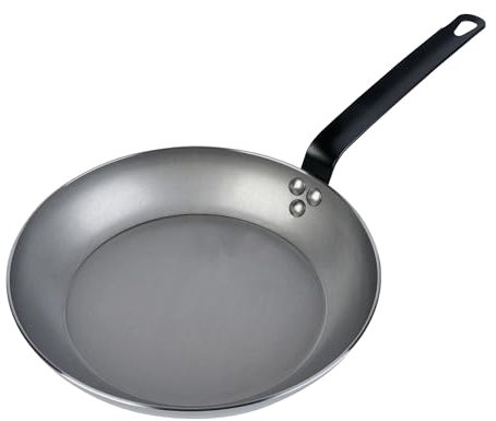 Restaurantware -Met Lux - Sartén de 11 pulgadas, 1 sartén antiadherente, lista para inducción, triple remachado, acero al carbono plateado, duradera, para saltear y dorar alimentos