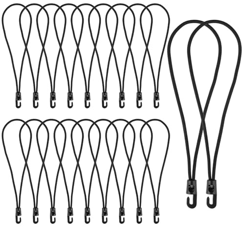iCovalescent 20 Stück Spanngummi mit Haken, Multifunktional Planenspanner Gummispanner mit Haken für Camping Planen, Anhängerplane, Poolabdeckung (Schwarz, 26cm)
