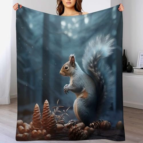 AAPZY Eichhörnchen Blanket Weiche Flannel Fleece Decke Für Kinder Und Erwachsener, Vier Jahreszeiten Wohndecke Für Bett/Couch （140×180cm）
