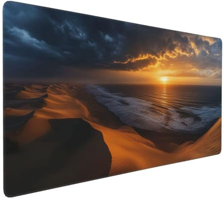 Gaming Mauspad XXL Sonnenuntergang Mousepad 800x400x4mm Strand Verlängertes Mauspad Schreibtischauflage,Genähte Kanten Mauspad,Verbessert Präzision Geschwindigkeit Wasserdicht Geeignet für Büro,Spiele