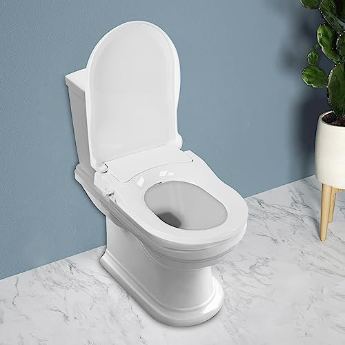 WC Sitz mit Absenkautomatik D Form Absenkbarer Toilettendeckel Klodeckel Abnehmbarer Toilettensitz Universal Klobrille, Einfache Montage, Belastung bis 150kg, 48 * 35 * 7.8cm