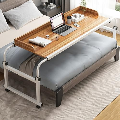 Krankenhausbett über Bett für den Heimgebrauch, schwenkbar über dem Betttisch mit Rollen, höhenverstellbar, Krankenhausbetttisch, Friseursalon, Laptop-Schreibtisch für Bett, Liegestuhl, perfekt für