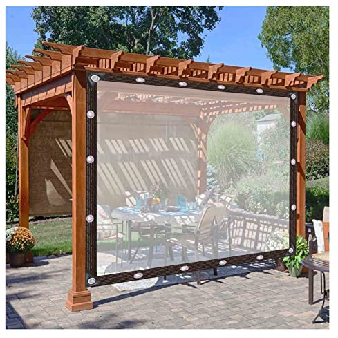 Cortinas impermeables para exteriores con ojales, paneles laterales de PVC para jardín, patio, porche, cubierta de toldo personalizable, transparente, 4 x 4 m
