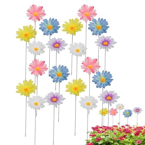 Dopsyesn Gartenstecker Bunte Blumenstecker Dekorative, Bunte Blumenstecker Dekorative Gartenpfähle Metall Blumen Garten, Für Drinnen Und Draußen, Weg, Terrasse, Rasen
