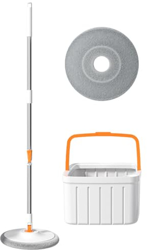 Spinner Mop Bucket Set, Floor Mop y Bucket - Limpiador de Piso de trapeador seco y húmedo con escrutinio | 2 depurador de Agua Seca de Pared de Pared para Restaurante Industrial Comercial